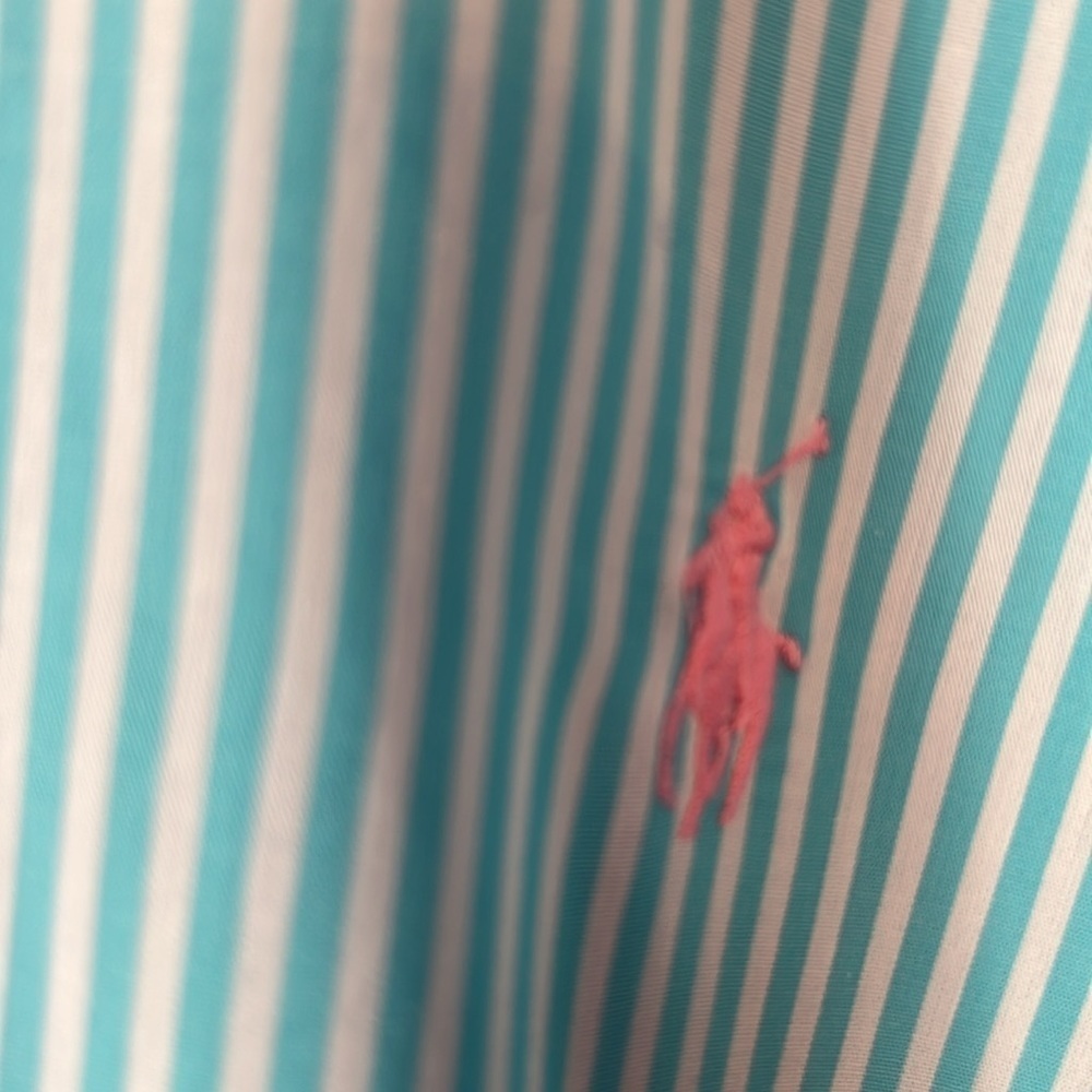 Ralph Lauren Turquoise and white striped dress shirt - Picture 2 of 3